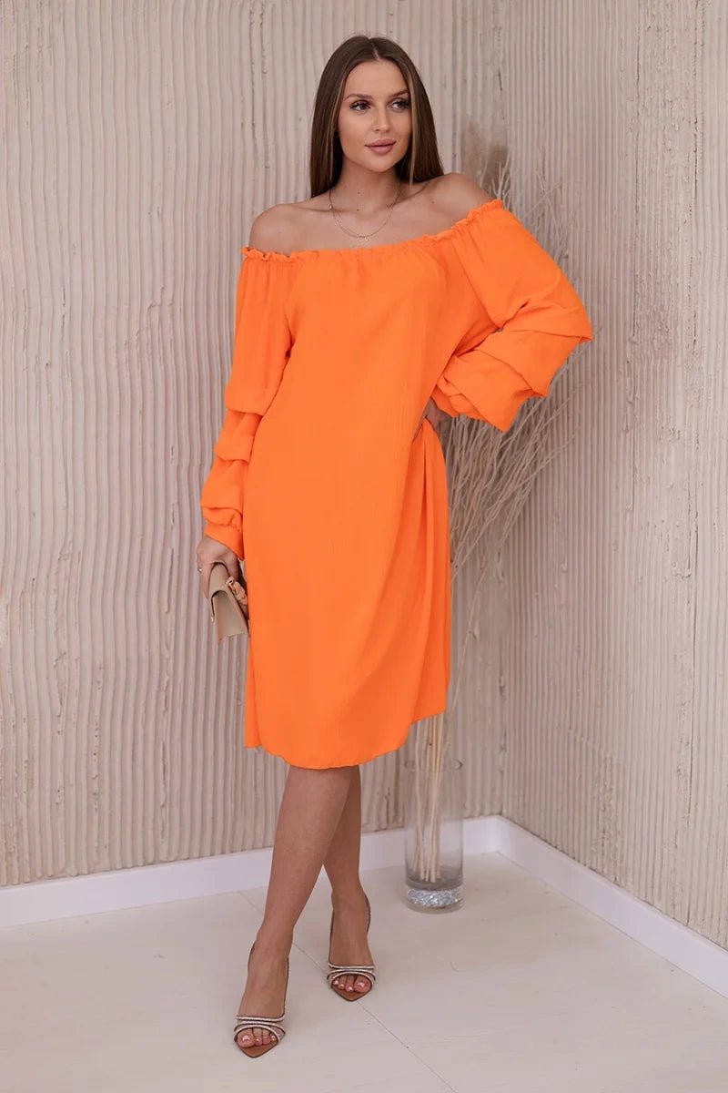 Spanish dress with decorative sleeves IT - 19 / – Orange цвет / color | Lexline Fashion