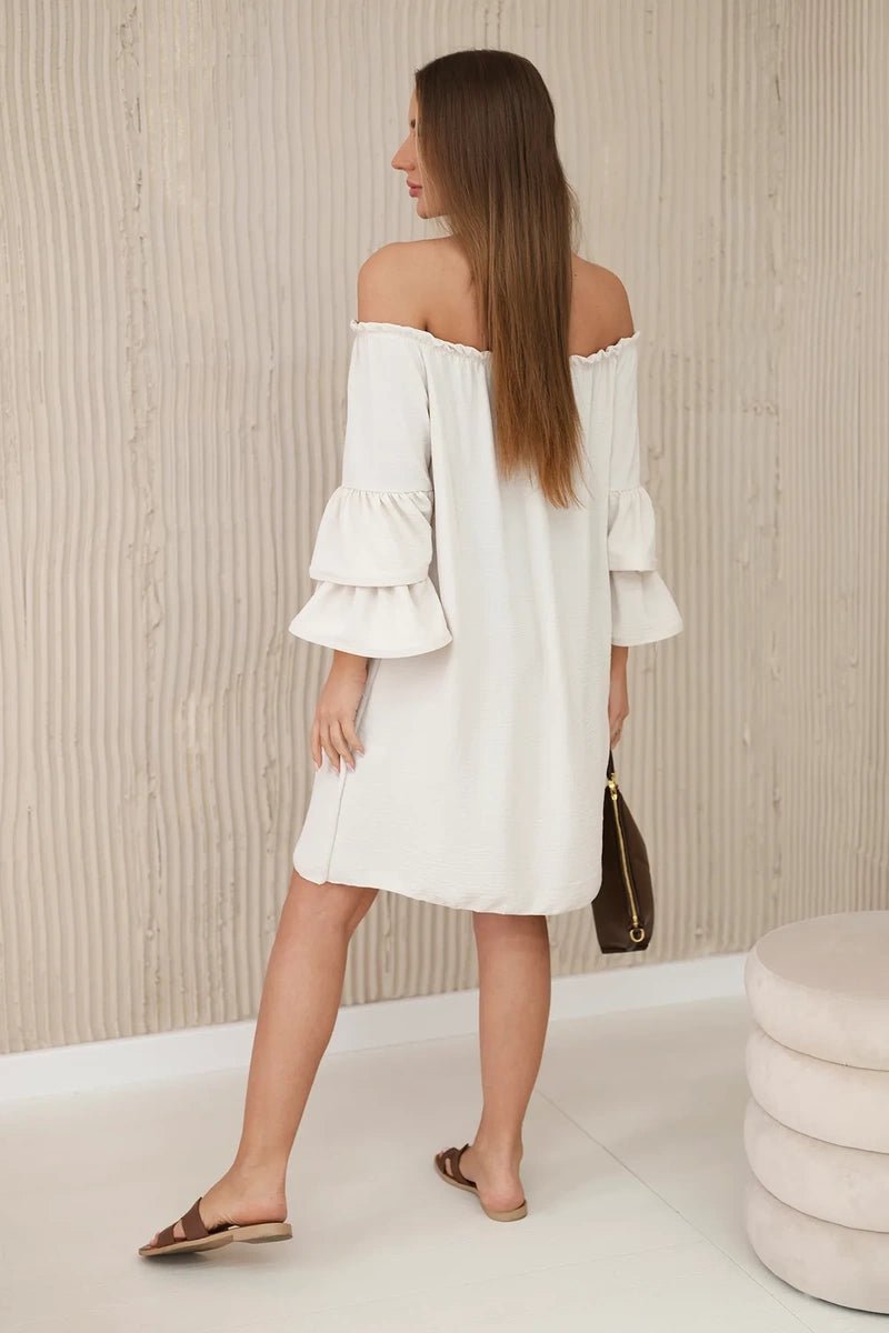 Spanish dress with frills on the sleeve IT - 23 / – Beige цвет / color | Lexline Fashion