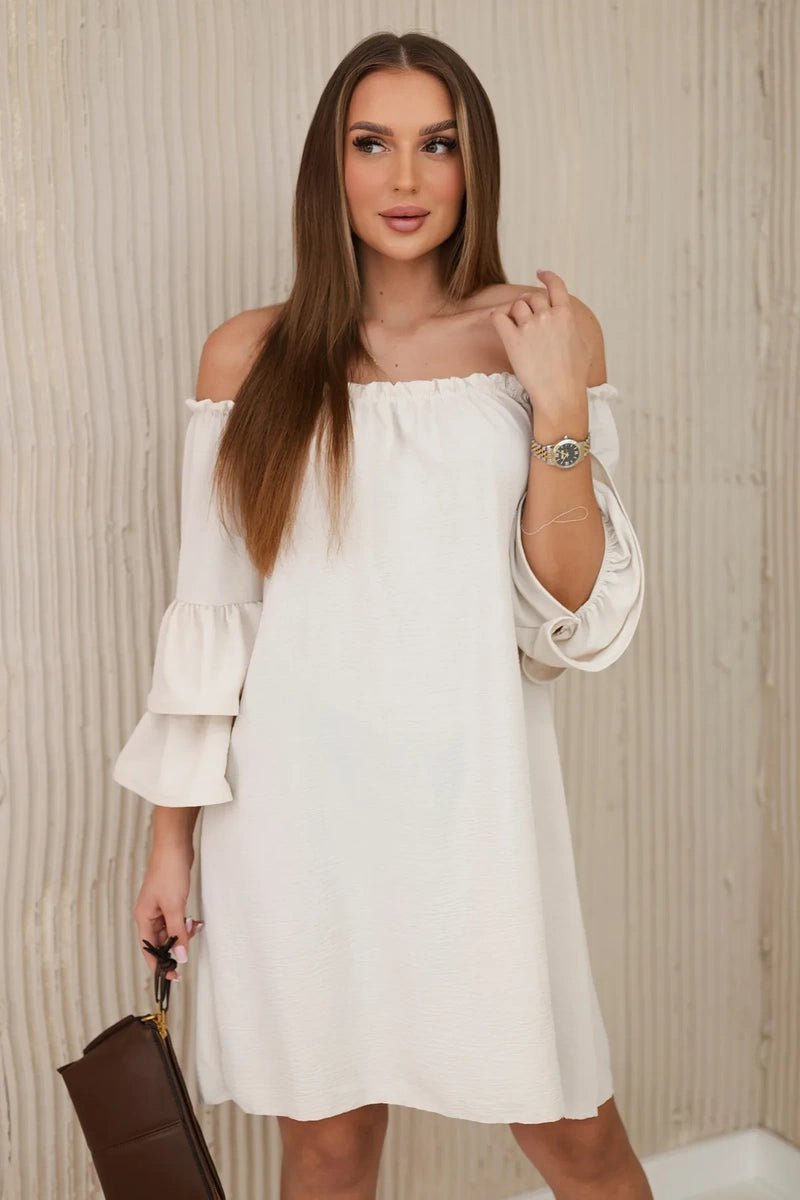 Spanish dress with frills on the sleeve IT - 23 / – Beige цвет / color | Lexline Fashion