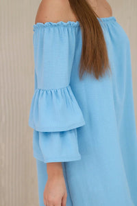 Spanish dress with frills on the sleeve IT - 23 / – Blue цвет / color | Lexline Fashion