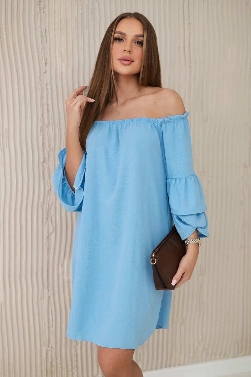 Spanish dress with frills on the sleeve IT - 23 / – Blue цвет / color | Lexline Fashion