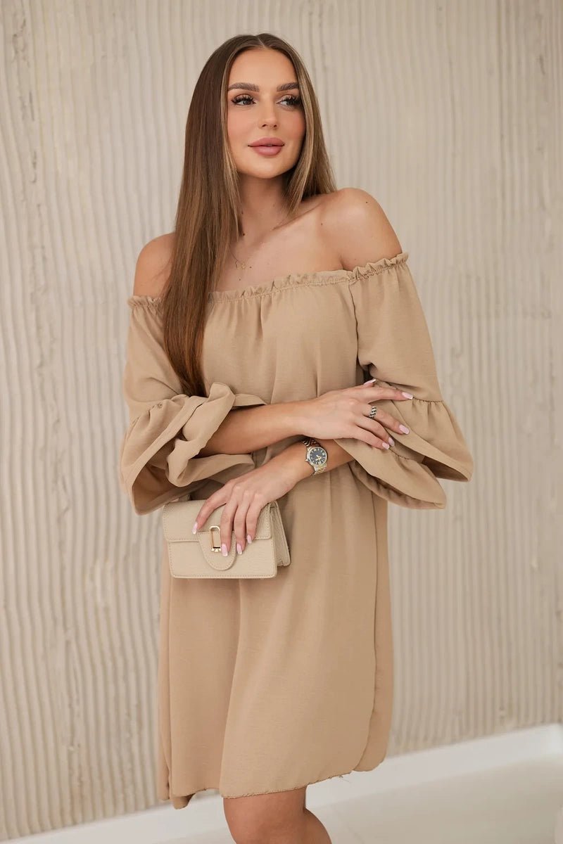 Spanish dress with frills on the sleeve IT - 23 / – Camel цвет / color | Lexline Fashion