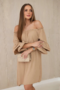 Spanish dress with frills on the sleeve IT - 23 / – Camel цвет / color | Lexline Fashion