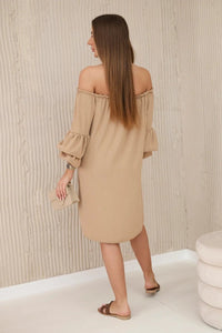 Spanish dress with frills on the sleeve IT - 23 / – Camel цвет / color | Lexline Fashion
