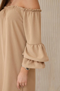 Spanish dress with frills on the sleeve IT - 23 / – Camel цвет / color | Lexline Fashion