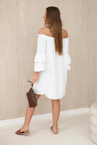 Spanish dress with frills on the sleeve IT - 23 / – Ecru цвет / color | Lexline Fashion