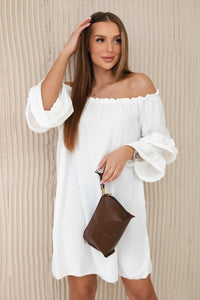 Spanish dress with frills on the sleeve IT - 23 / – Ecru цвет / color | Lexline Fashion