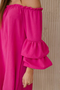 Spanish dress with frills on the sleeve IT - 23 / – Fuchsia цвет / color | Lexline Fashion