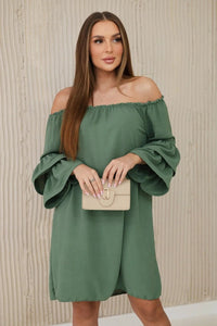 Spanish dress with frills on the sleeve IT - 23 / – Khaki цвет / color | Lexline Fashion