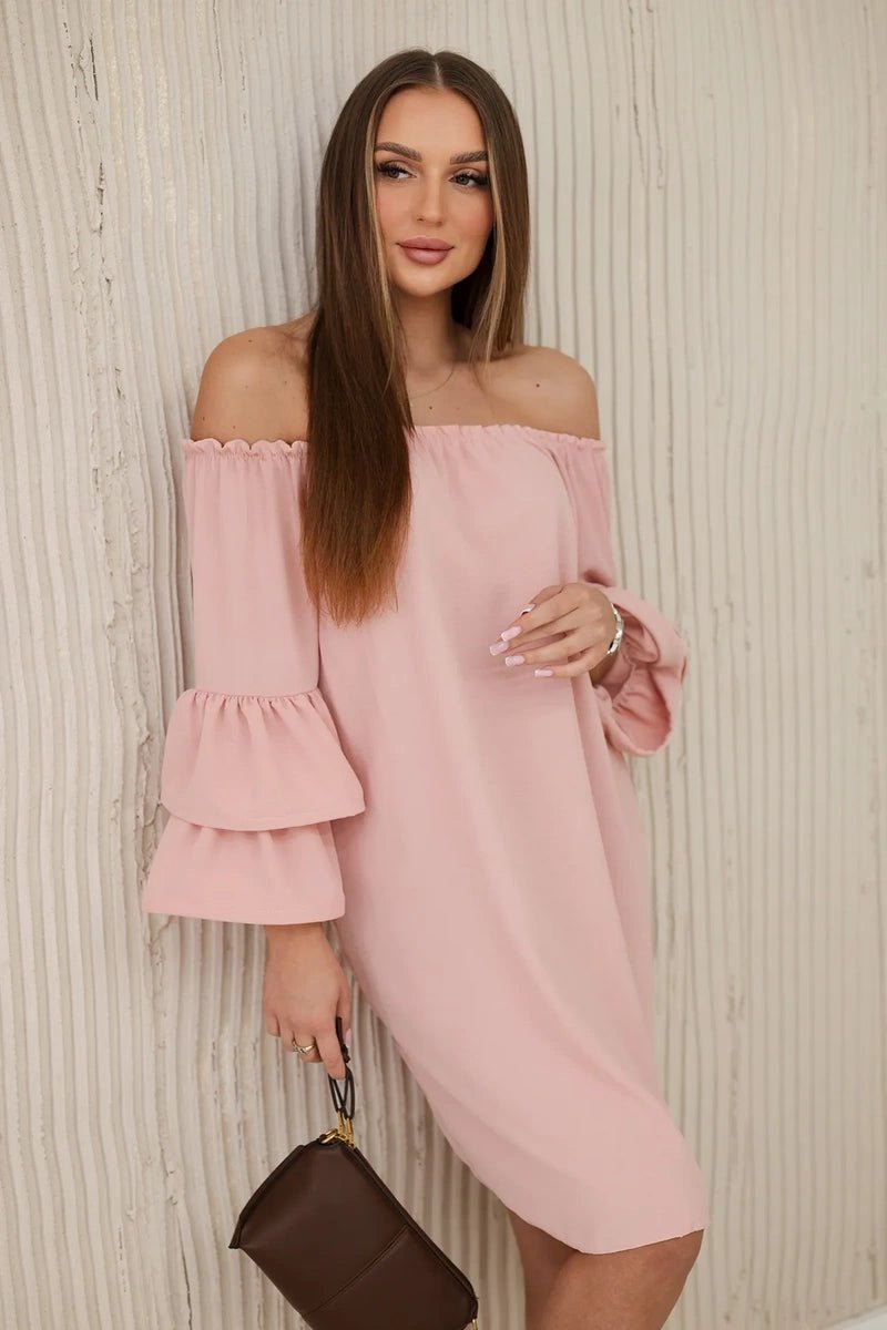 Spanish dress with frills on the sleeve IT - 23 / – Powder цвет / color | Lexline Fashion