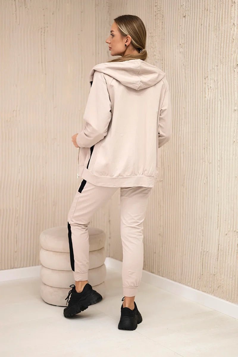 Sports set with stripes 67064 / – Beige цвет / color | Lexline Fashion