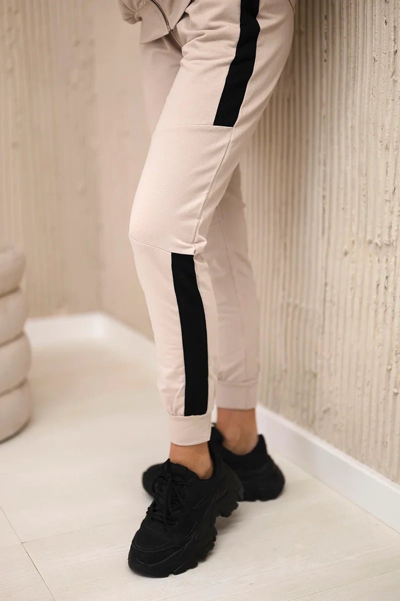 Sports set with stripes 67064 / – Beige цвет / color | Lexline Fashion