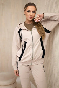 Sports set with stripes 67064 / – Beige цвет / color | Lexline Fashion