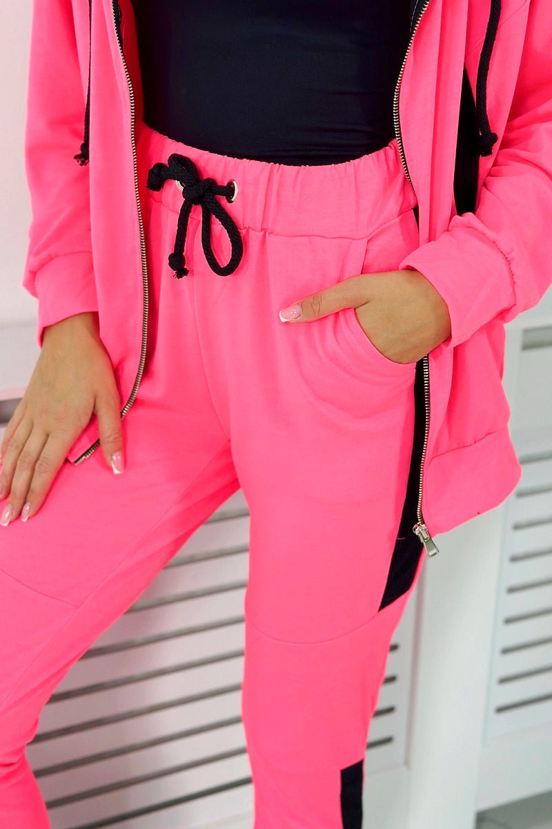 Sports set with stripes 67064 / – Neon pink цвет / color | Lexline Fashion