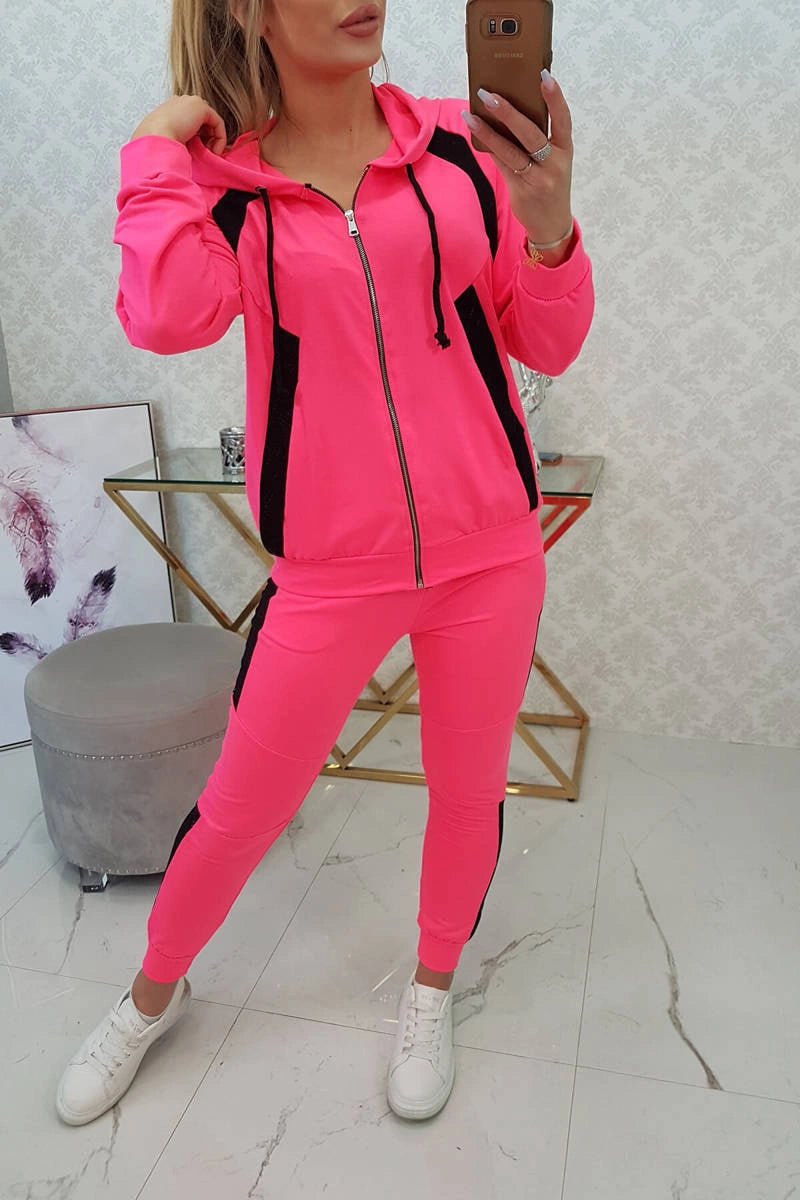 Sports set with stripes 67064 / – Neon pink цвет / color | Lexline Fashion