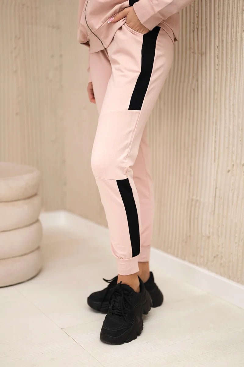 Sports set with stripes 67064 / – Powder || Dark цвет / color | Lexline Fashion