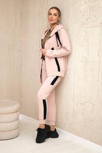 Sports set with stripes 67064 / – Powder || Dark цвет / color | Lexline Fashion