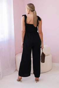 Strappy jumpsuit with ruffled top ART2706 / – Black цвет / color | Lexline Fashion