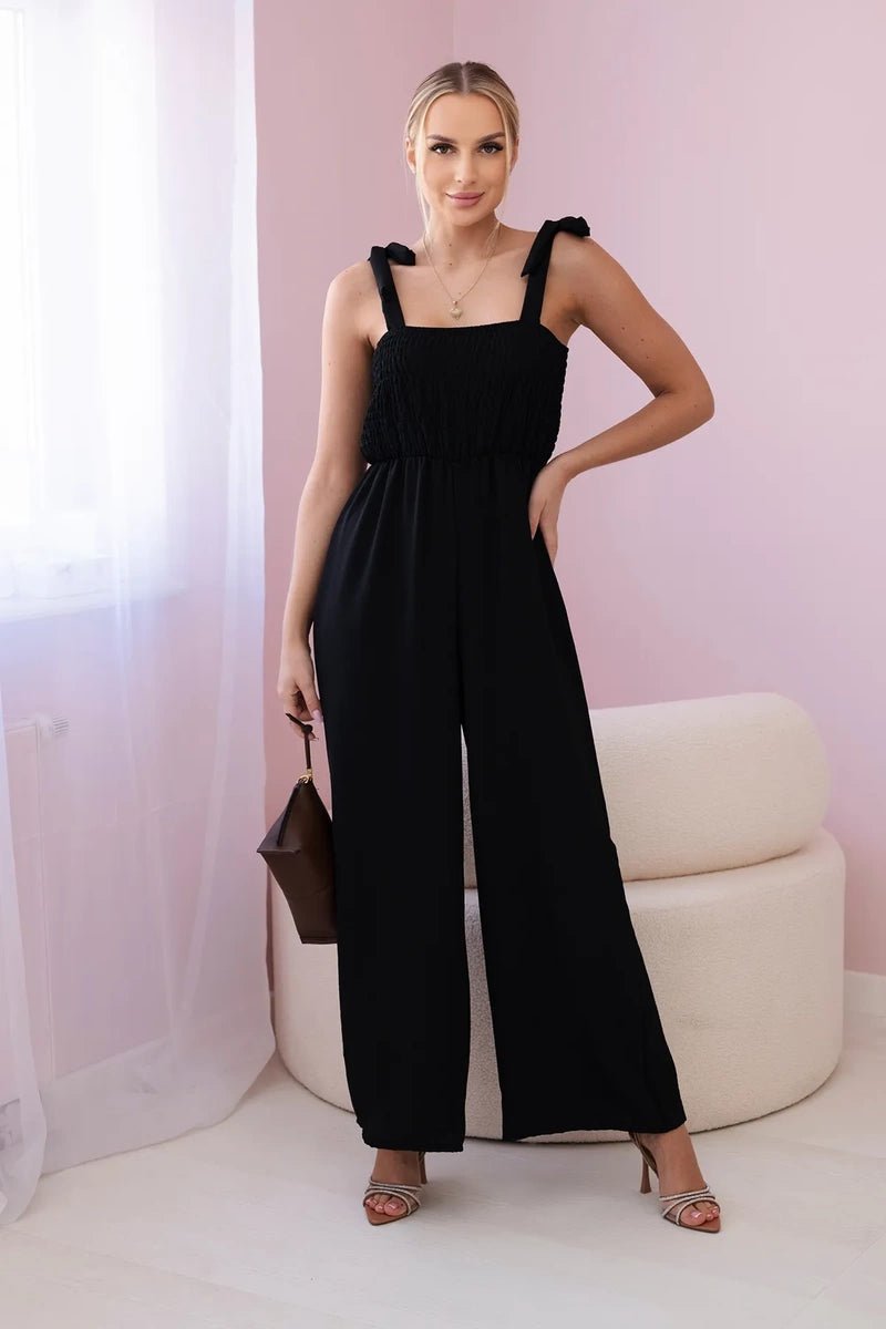 Strappy jumpsuit with ruffled top ART2706 / – Black цвет / color | Lexline Fashion