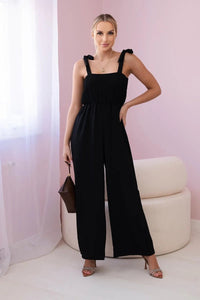 Strappy jumpsuit with ruffled top ART2706 / – Black цвет / color | Lexline Fashion
