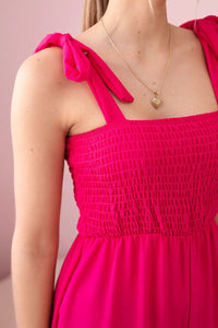 Strappy jumpsuit with ruffled top ART2706 / – Fuchsia цвет / color | Lexline Fashion
