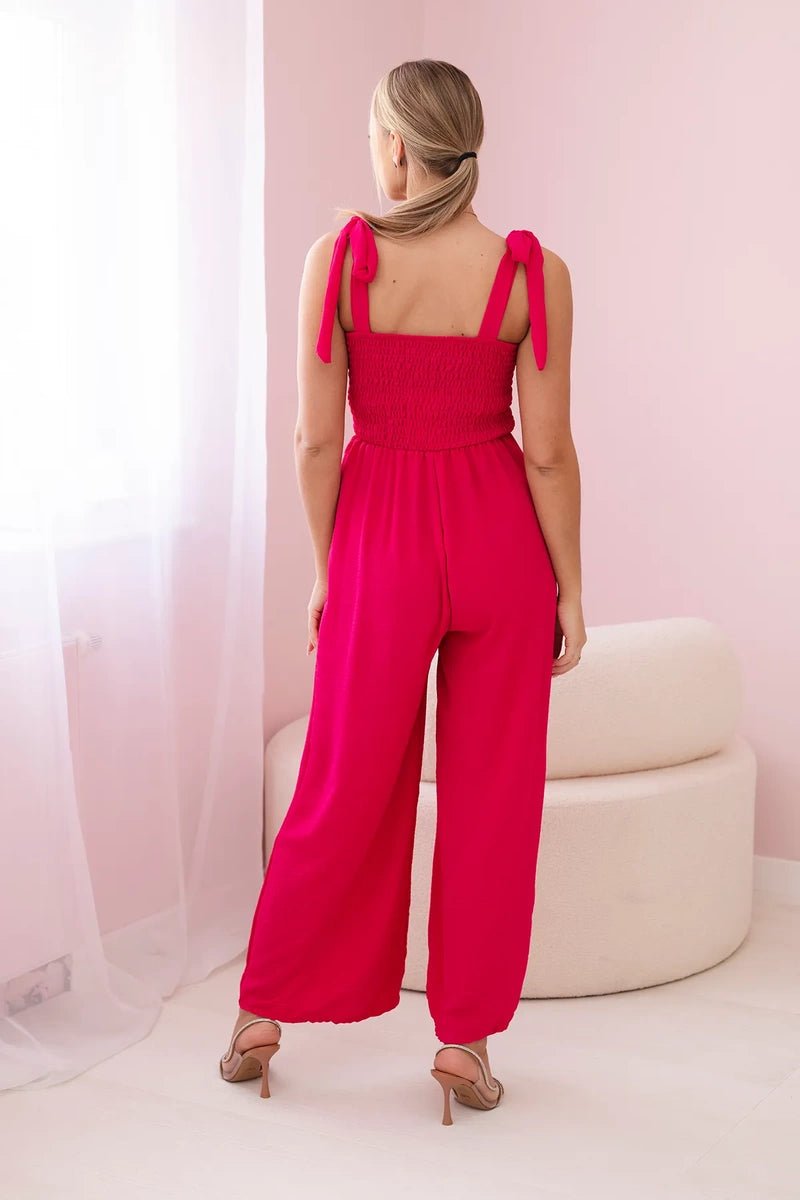 Strappy jumpsuit with ruffled top ART2706 / – Fuchsia цвет / color | Lexline Fashion