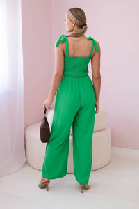 Strappy jumpsuit with ruffled top ART2706 / – Green цвет / color | Lexline Fashion