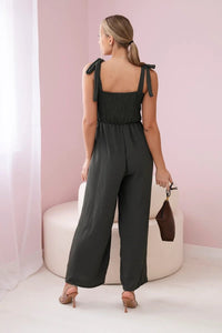 Strappy jumpsuit with ruffled top ART2706 / – Khaki цвет / color | Lexline Fashion