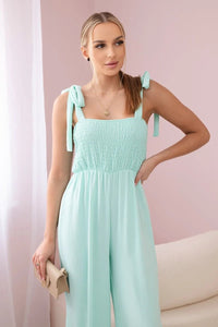 Strappy jumpsuit with ruffled top ART2706 / – Mint цвет / color | Lexline Fashion