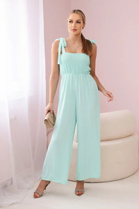 Strappy jumpsuit with ruffled top ART2706 / – Mint цвет / color | Lexline Fashion