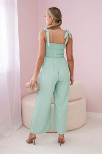 Strappy jumpsuit with ruffled top ART2706 / – Mint || Dark цвет / color | Lexline Fashion