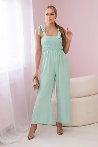 Strappy jumpsuit with ruffled top ART2706 / – Mint || Dark цвет / color | Lexline Fashion