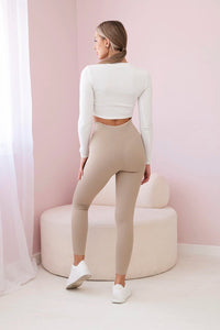Striped leggings pants 69186 / – Beige цвет / color | Lexline Fashion