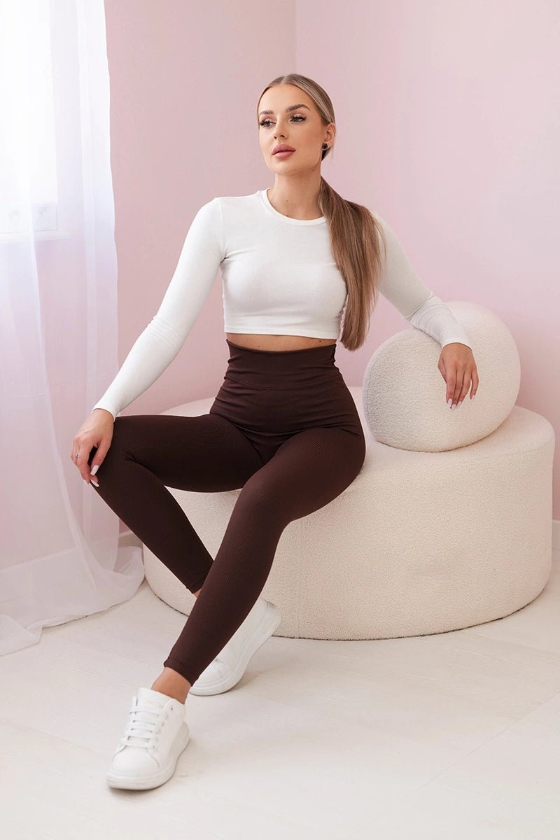 Striped leggings pants 69186 / – Brown цвет / color | Lexline Fashion
