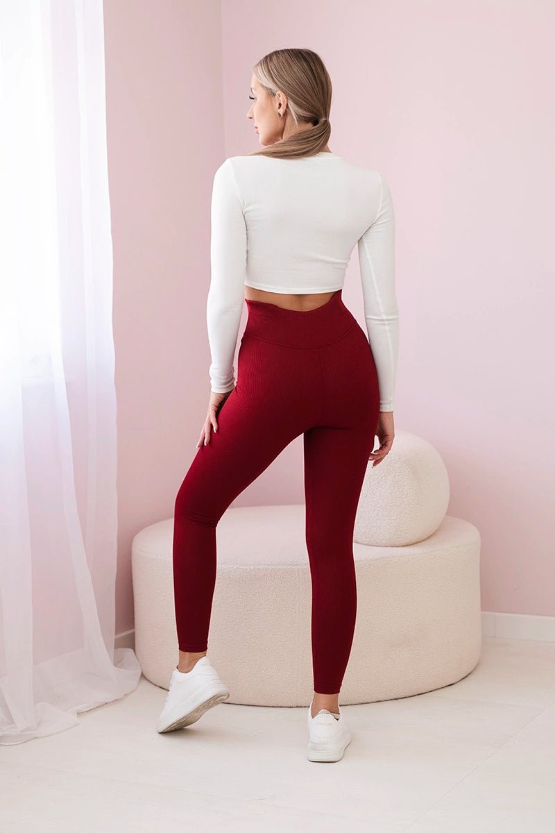 Striped leggings pants 69186 / – Maroon цвет / color | Lexline Fashion