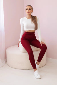 Striped leggings pants 69186 / – Maroon цвет / color | Lexline Fashion
