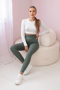 Striped leggings pants 69186 / – Mint || Dark цвет / color | Lexline Fashion