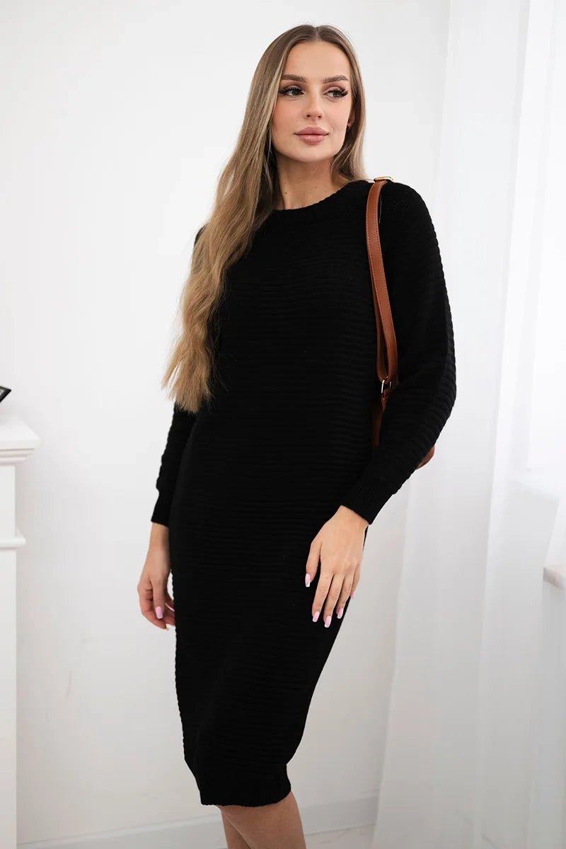 Striped sweater dress 2019 - 38 / – Black цвет / color | Lexline Fashion