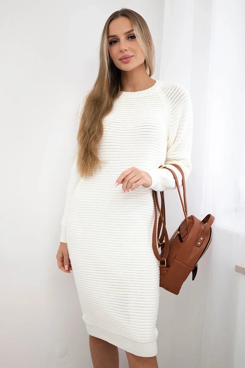 Striped sweater dress 2019 - 38 / – Ecru цвет / color | Lexline Fashion