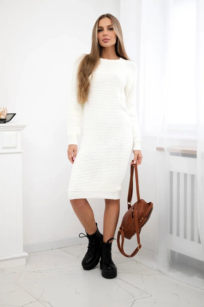 Striped sweater dress 2019 - 38 / – Ecru цвет / color | Lexline Fashion