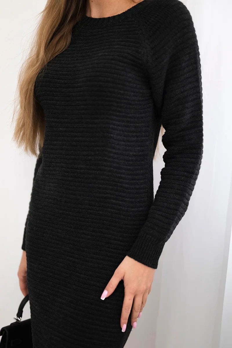 Striped sweater dress 2019 - 38 / – Graphite цвет / color | Lexline Fashion