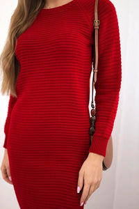 Striped sweater dress 2019 - 38 / – Red цвет / color | Lexline Fashion