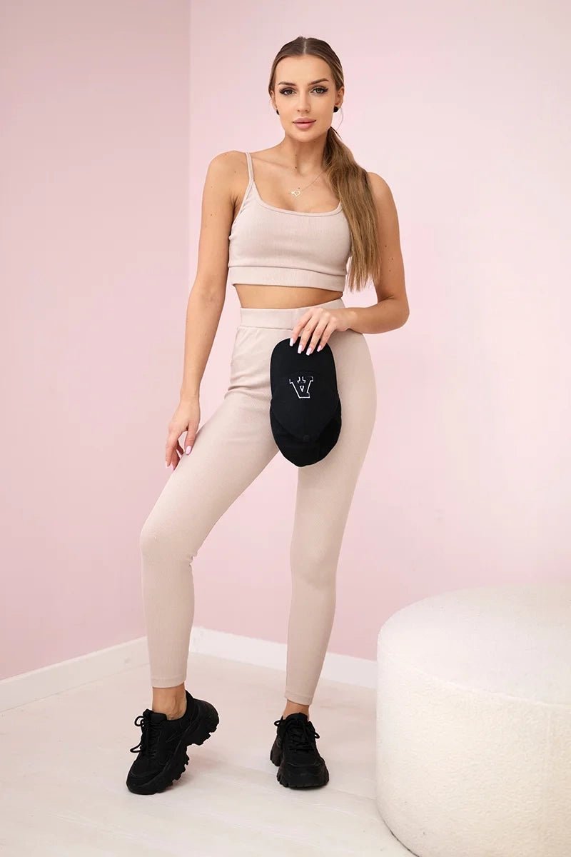 Striped top set with a blouse 9355 / – Beige цвет / color | Lexline Fashion