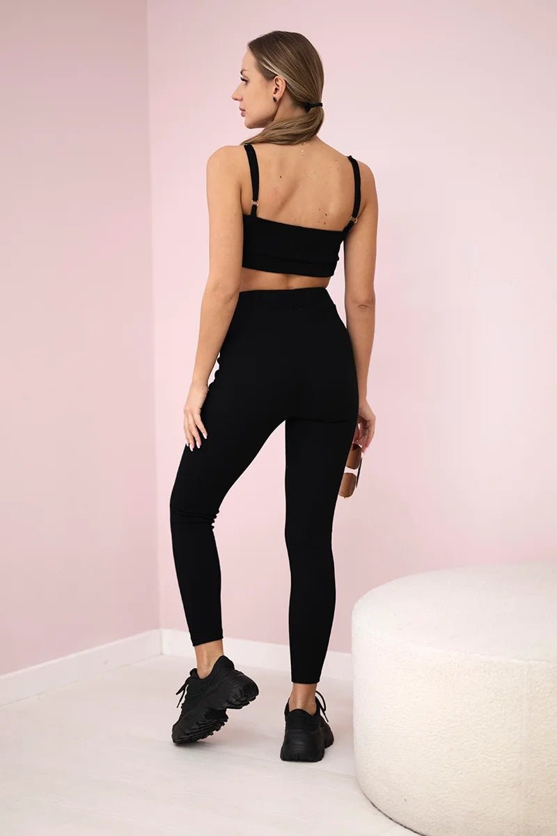 Striped top set with a blouse 9355 / – Black цвет / color | Lexline Fashion