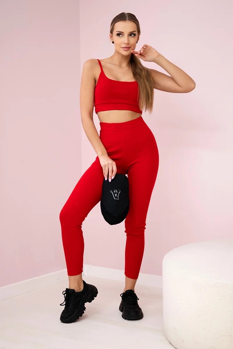Striped top set with a blouse 9355 / – Red цвет / color | Lexline Fashion