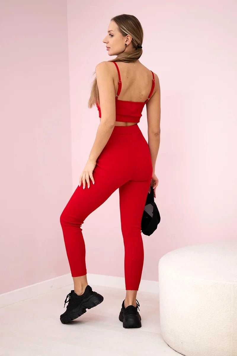 Striped top set with a blouse 9355 / – Red цвет / color | Lexline Fashion