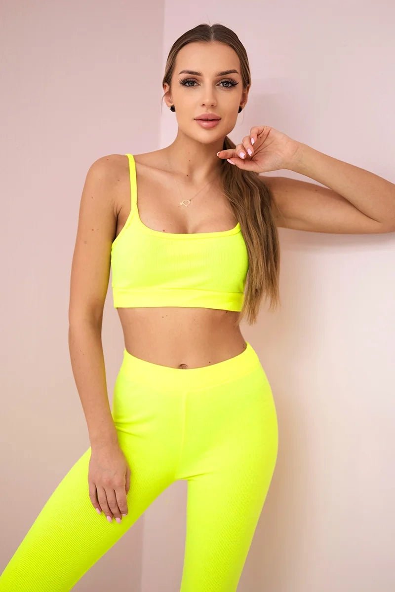Striped top set with a blouse 9355 / – Yellow neon цвет / color | Lexline Fashion