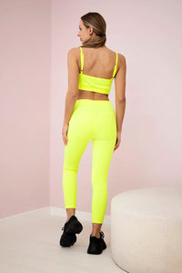 Striped top set with a blouse 9355 / – Yellow neon цвет / color | Lexline Fashion