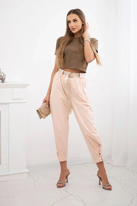 Summer Punto trousers with leg closure 7048 - 1 / – Apricot цвет / color | Lexline Fashion