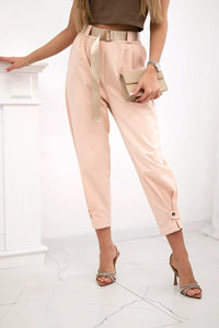 Summer Punto trousers with leg closure 7048 - 1 / – Apricot цвет / color | Lexline Fashion